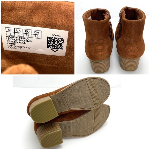 TOMS Leila Kids Suede Ankle Boots in Tan Brown Size 3 Kids Style 10010670 - Picture 10 of 10